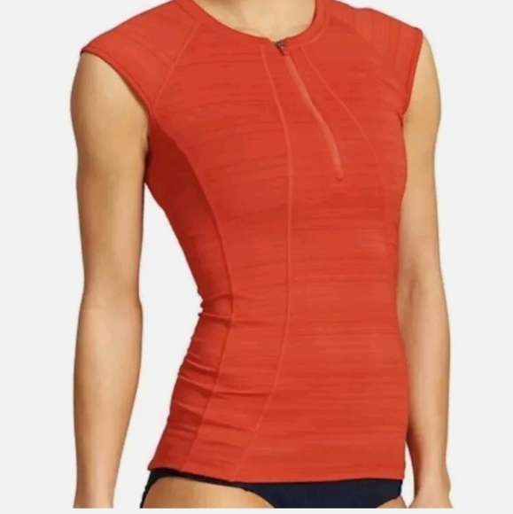 NWOT athleta UPF 50 bright coral orange top - Picture 3 of 12